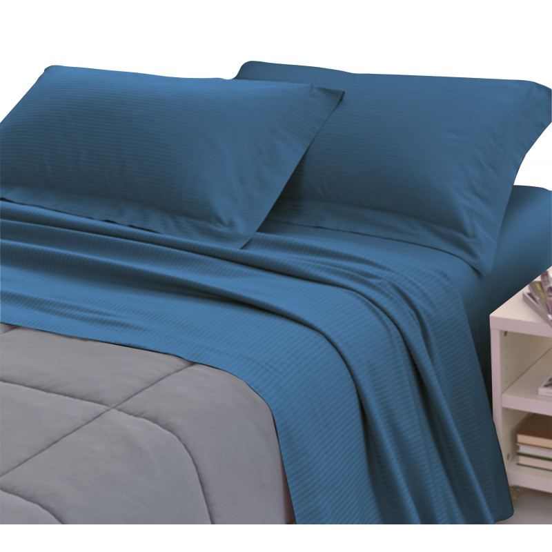 Completo Lenzuola RASO di COTONE Tinta Unita Matrimoniale 10 colori