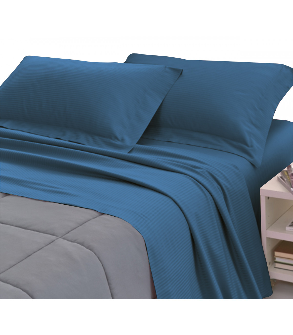 Completo Lenzuola RASO di COTONE Tinta Unita Matrimoniale 10 colori