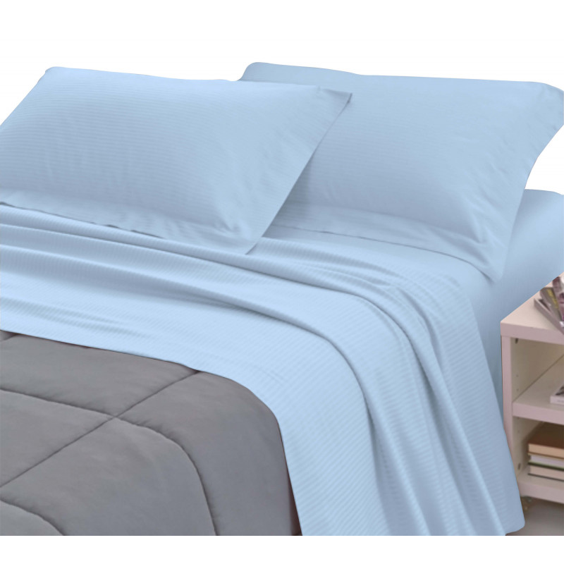 Completo Lenzuola RASO di COTONE Tinta Unita Matrimoniale 10 colori