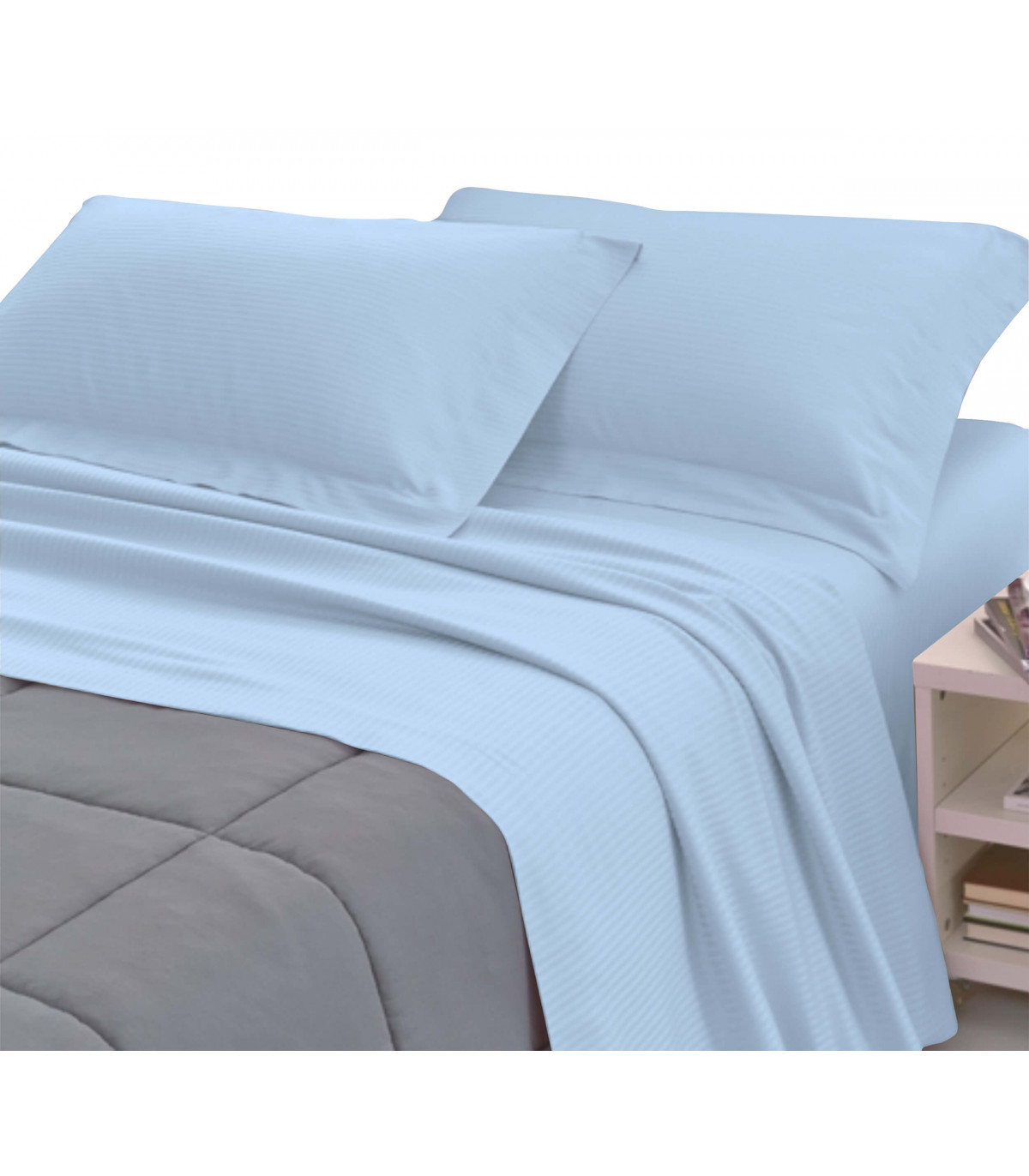 Completo Lenzuola RASO di COTONE Tinta Unita Matrimoniale 10 colori