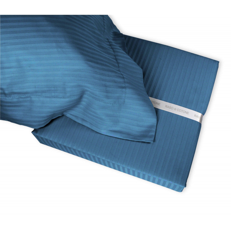 Completo Lenzuola RASO di COTONE Tinta Unita Matrimoniale 10 colori