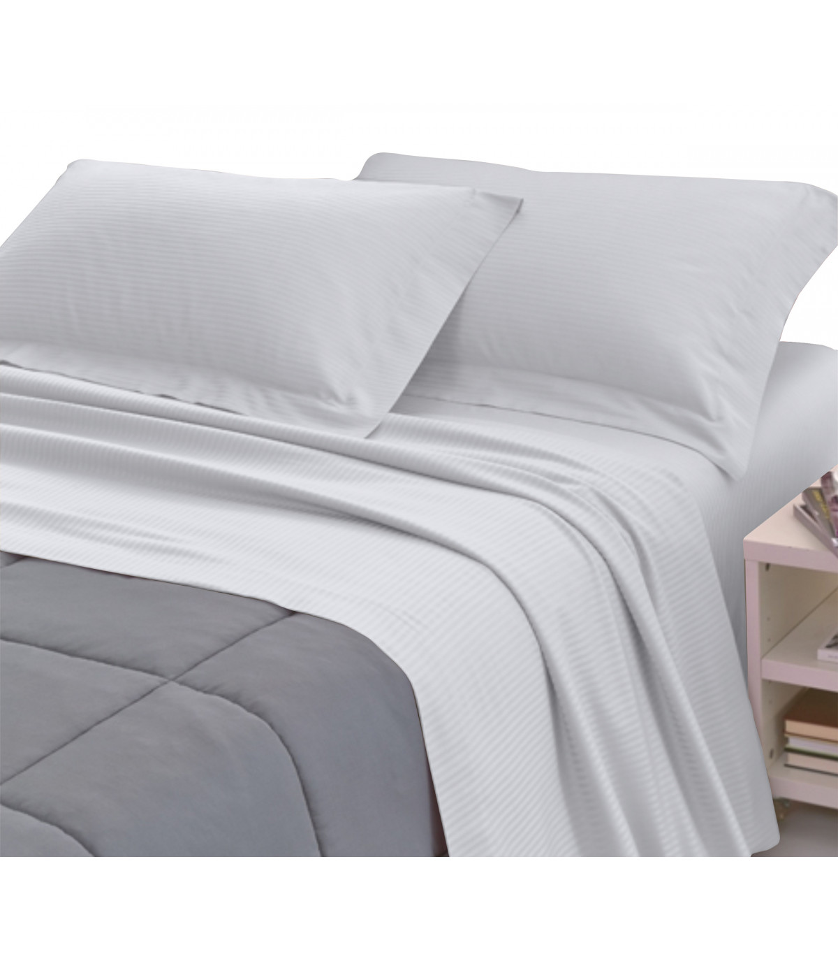 Completo Lenzuola RASO di COTONE Tinta Unita Matrimoniale 10 colori