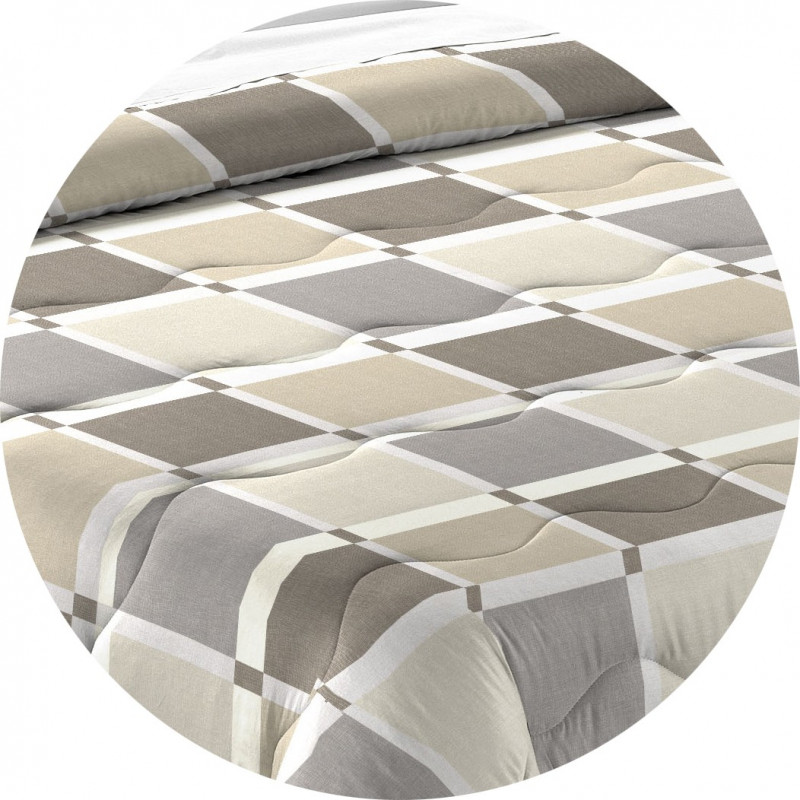 TORONTO Trapunta Invernale 300 gr/mq Fantasia Geometrica a Quadri Made in Italy Colore Grigio Beige