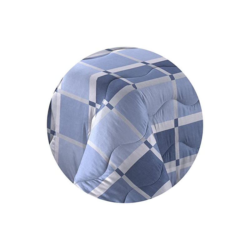 TORONTO Copriletto Primaverile Estivo 100 gr/mq Fantasia Geometrica a Quadri Made in Italy Colore Azzurro Blu