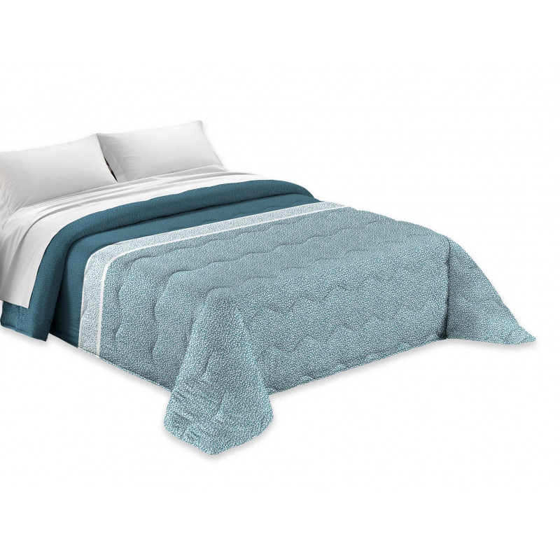 Copriletto Primaverile Estivo da 100 gr/mq Fantasia Elegante Maculata Made in Italy MOD. Borbon Azzurro Blu