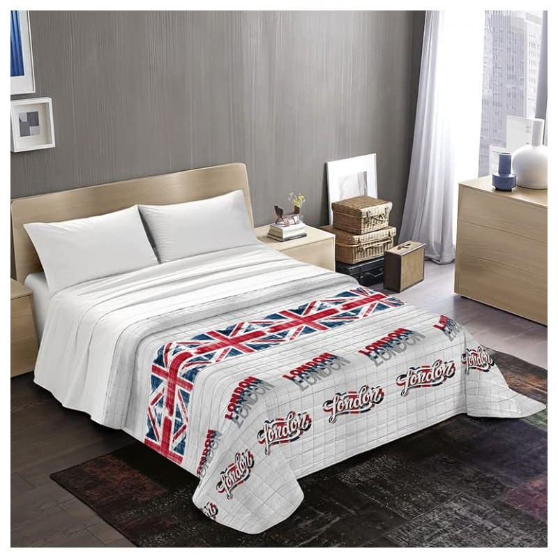 DENVER Copriletto Primaverile Estivo Trapuntato Dis.2 Bandiera Inglese