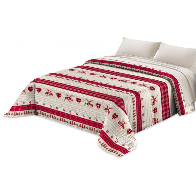 Copriletto Primaverile Estivo da 100 gr/mq Fantasia Scozzese Made in Italy MOD. Baita Bordeaux