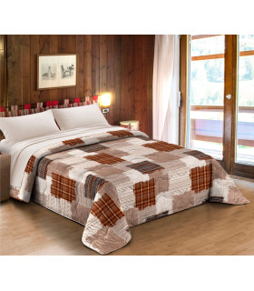 OSLO Trapunta Invernale Imbottita 300 gr/mq Fantasia a Quadri Made in Italy Colore Panna Marrone