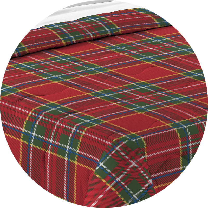 ORTISEI Trapunta Invernale Imbottita 300 gr/mq Fantasia Scozzese Made in Italy Colore Bordeaux Verde