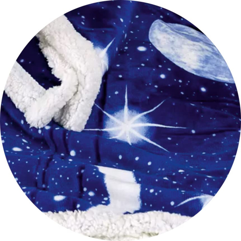 Plaid Divano Coperta Letto in Pile da 400 gr mq con Retro Agnellato Colore BLU Dis. Cielo