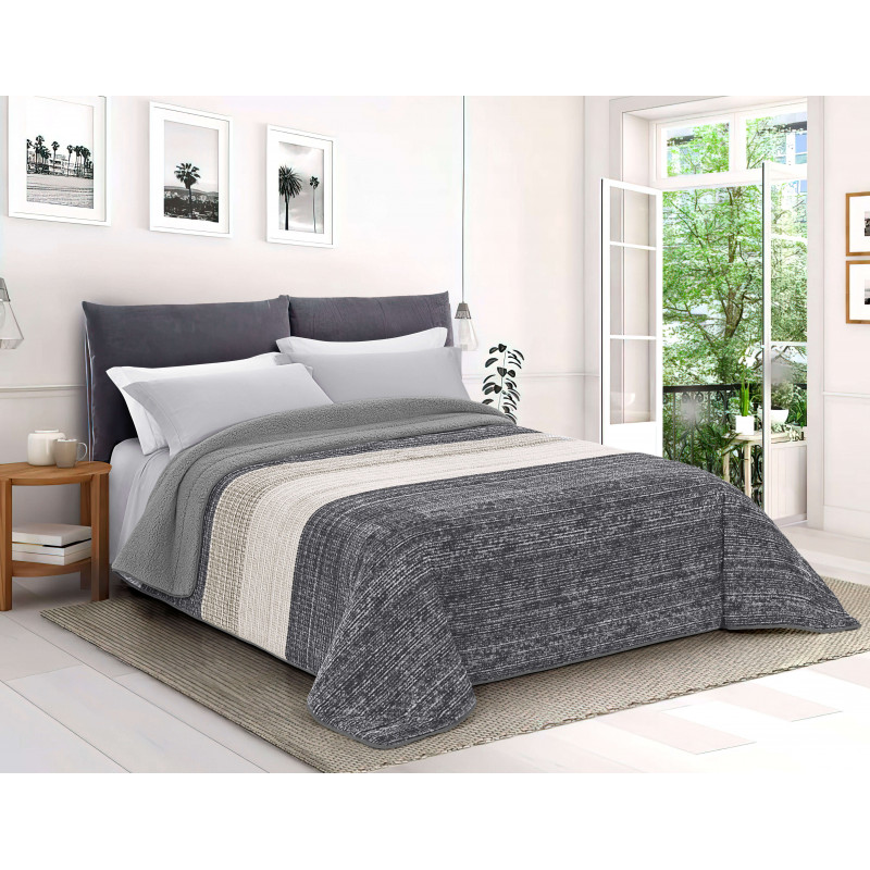 ALASKA Trapunta Invernale CaldissimA imbottito 570 gr/mq in Pile Vellutato 3D e Agnellato Sherpa Colore GRIGIO