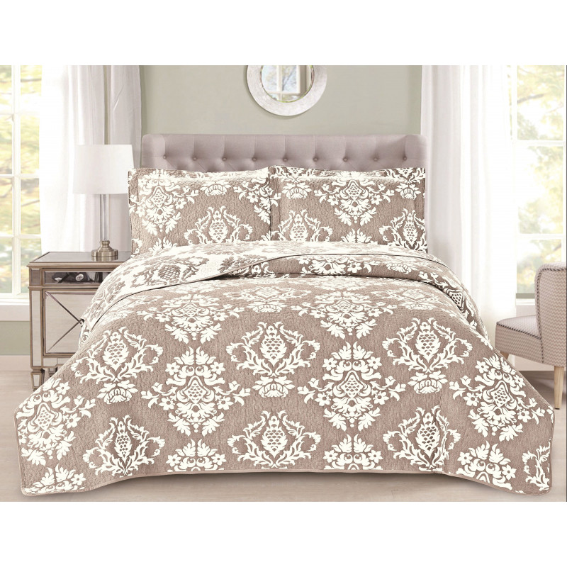 Copriletto Trapuntato Primaverile Estivo Beige e Bianco Modello ENCHANT DIS.3