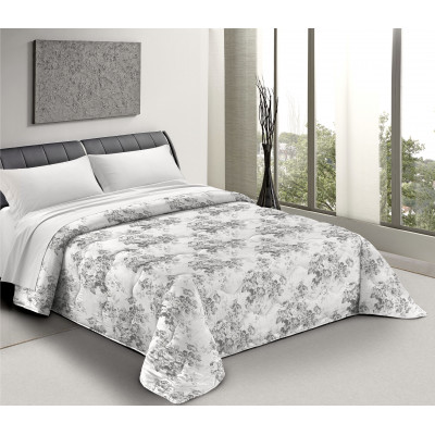 ARIANNA Trapunta Invernale Imbottita 300 gr/mq Fantasia Floreale Made in Italy Colore Grigio