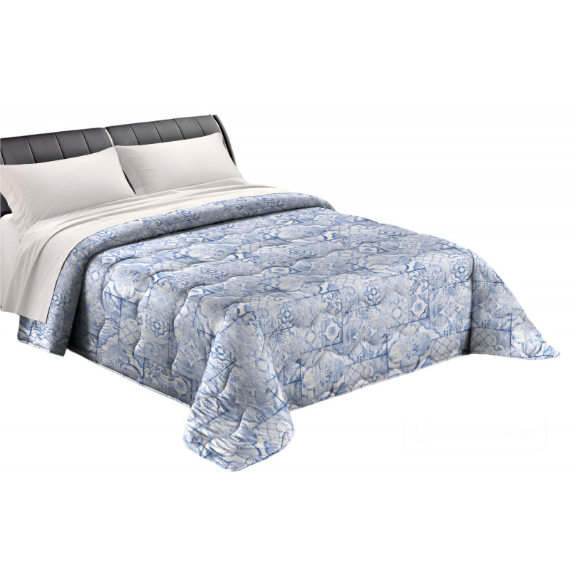 AMALFI Trapunta Invernale Imbottita 300 gr/mq Fantasia Maiolica Made in Italy Colore Blu Azzurro