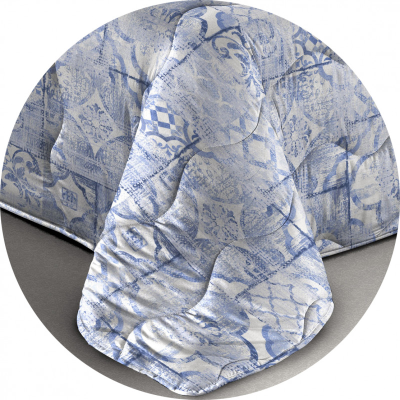 AMALFI Trapunta Invernale Imbottita 300 gr/mq Fantasia Maiolica Made in Italy Colore Blu Azzurro