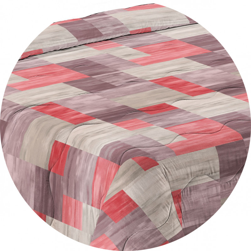 NIZZA Trapunta Invernale Imbottita 300 gr/mq Fantasia a quadri Made in Italy Colore Rosso Corallo