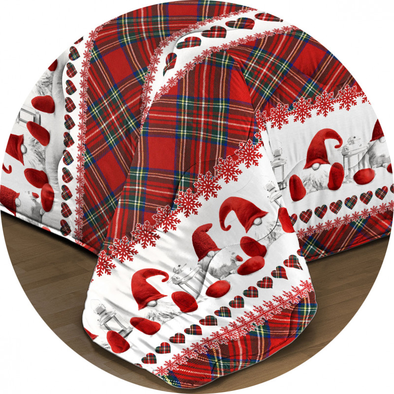 MERANO Trapunta Invernale Imbottita 300 gr/mq Fantasia Scozzese Made in Italy Dis. GNOMI