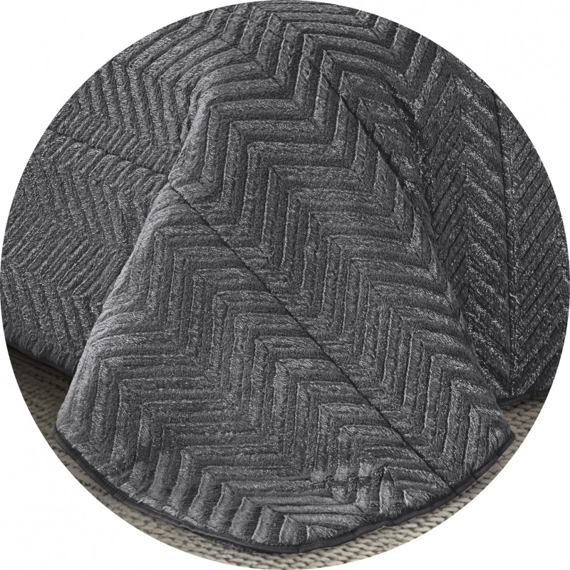 ALASKA Trapunta Invernale CaldissimA imbottito 570 gr/mq in Pile Vellutato 3D e Agnellato Sherpa Dis. ZIGZAG GLITTER Col. NERO