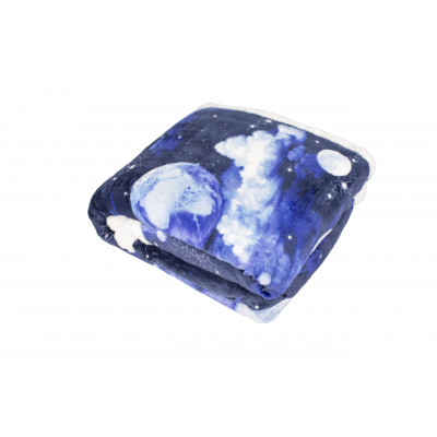 MOON Plaid Divano Coperta Letto in caldo e morbido Pile da 340 gr mq con Retro Agnellato Luna e Stelline