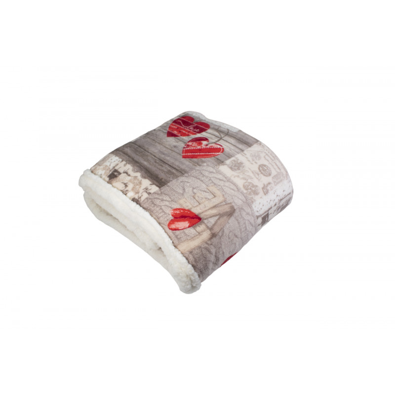 PARIS IN LOVE Plaid Divano Coperta Letto in caldo e morbido Pile da 340 gr mq con Retro Agnellato Cuoricini