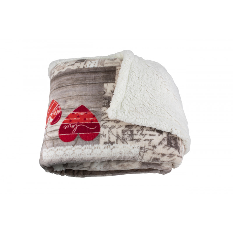 PARIS IN LOVE Plaid Divano Coperta Letto in caldo e morbido Pile da 340 gr mq con Retro Agnellato Cuoricini