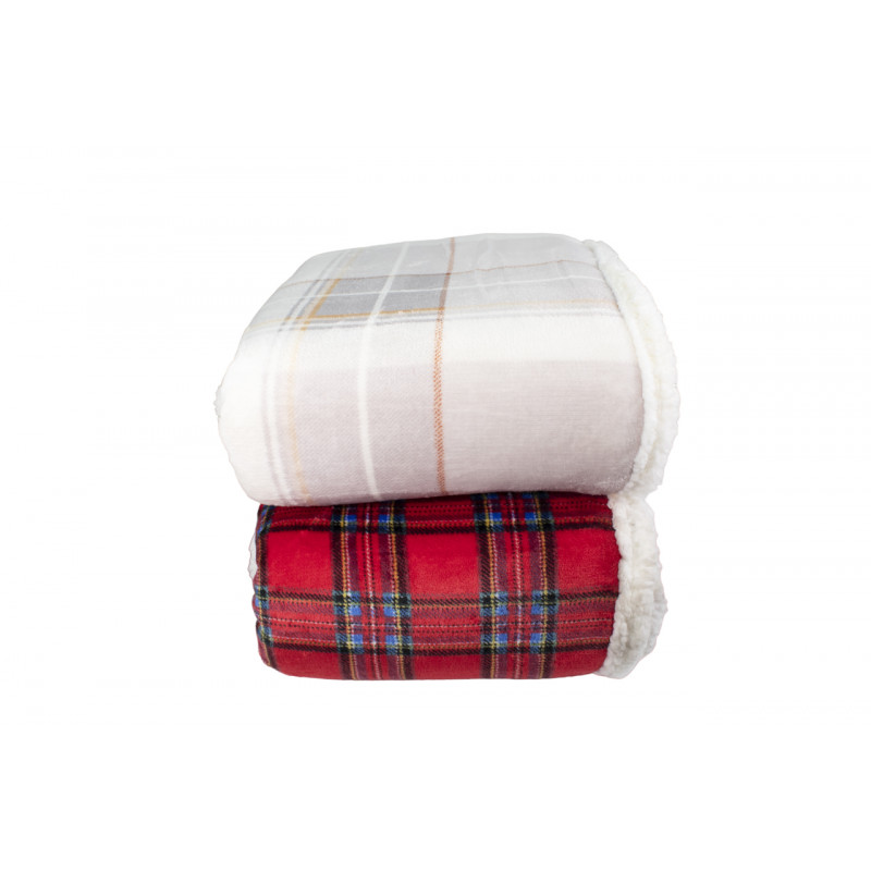TARTAN Plaid Divano Coperta Letto in caldo e morbido Pile da 340 gr mq con Retro Agnellato 2 Colori