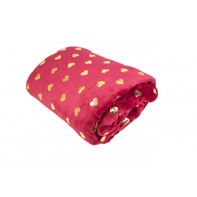 Tango Plaid Coperta In Microfibra con cuoricini dorati 3 misure 4 colori Dis.2