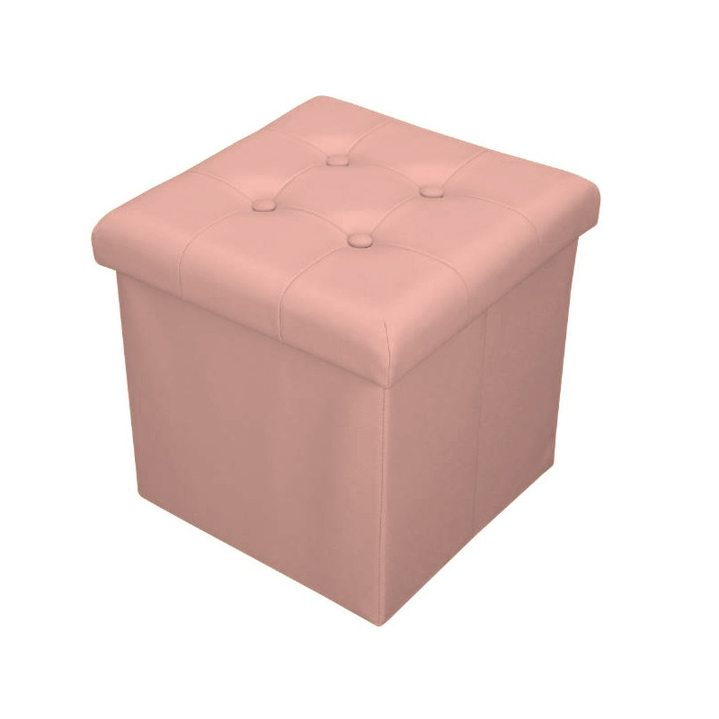 Pouf Contenitore Poggiapiedi Ecopelle con BOTTONI Portaoggetti Scatola Pieghevole Misura cm 38x38x38 5 colori