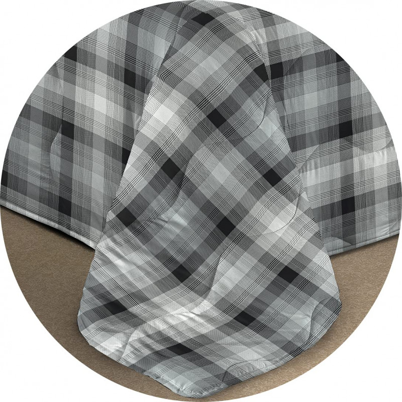 Copriletto Primaverile Estivo da 100 gr/mq Fantasia SCOZZESE NERO Made in Italy