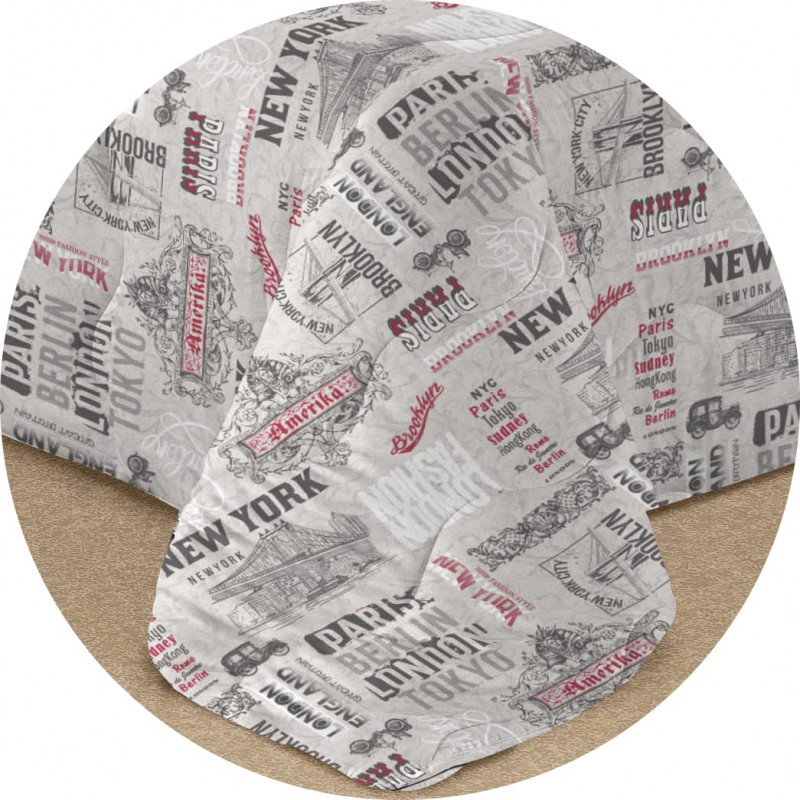 Copriletto Primaverile Estivo da 100 gr/mq Fantasia Città Made in Italy CITY GRIGIO