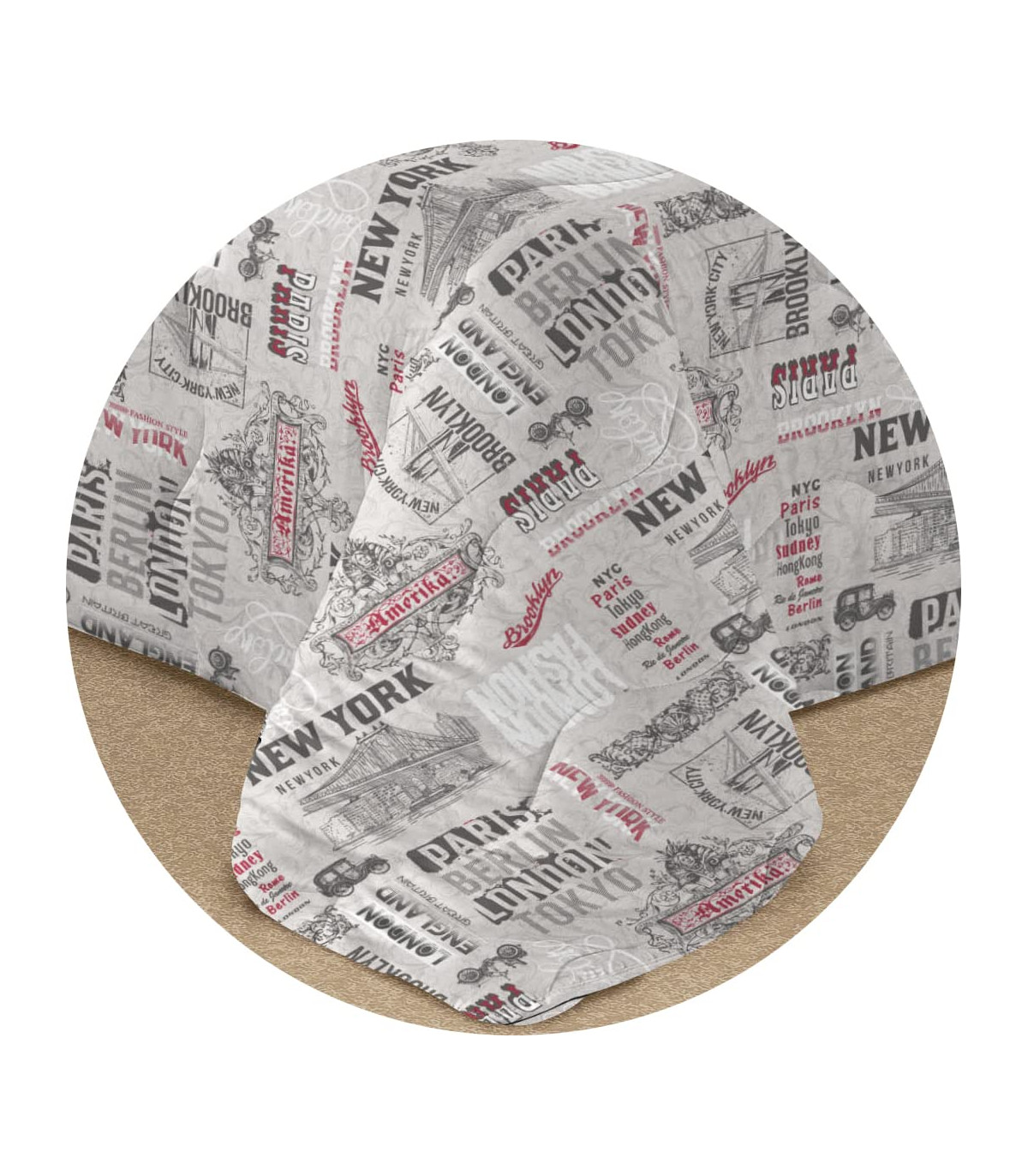 Copriletto Primaverile Estivo da 100 gr/mq Fantasia Città Made in Italy CITY GRIGIO