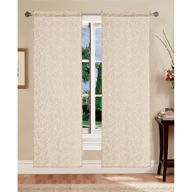 Coppia tendine e tendoni semitrasparenti con ricami stampati Mod. GINELLA B1