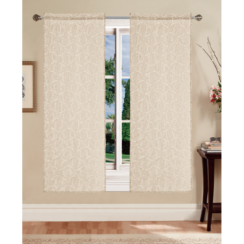 Coppia tendine e tendoni semitrasparenti con ricami stampati Mod. GINELLA B1