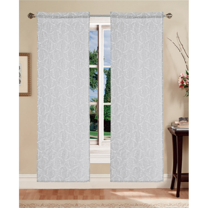 Coppia tendine e tendoni semitrasparenti con ricami stampati Mod. GINELLA B1