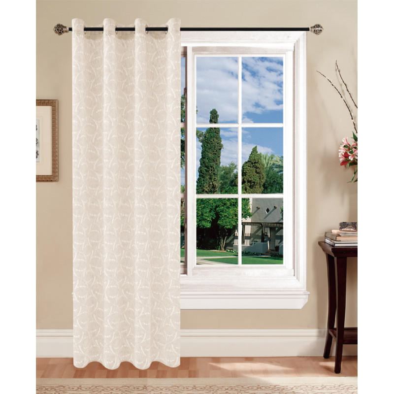 Coppia tendine e tendoni semitrasparenti con ricami stampati Mod. GINELLA B1