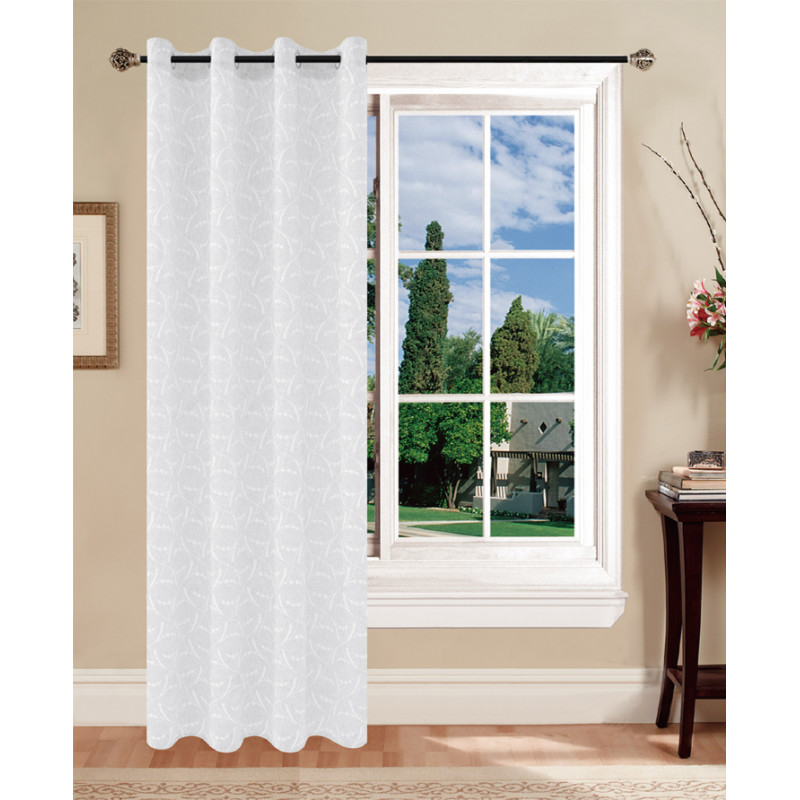 Coppia tendine e tendoni semitrasparenti con ricami stampati Mod. GINELLA B1