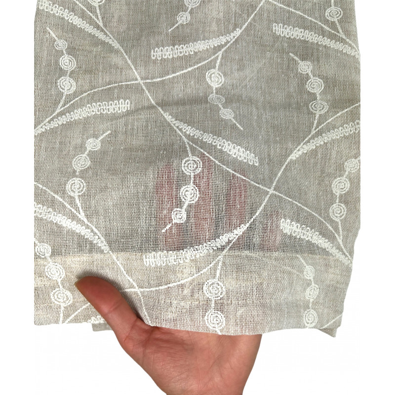 Coppia tendine e tendoni semitrasparenti con ricami stampati Mod. GINELLA B1