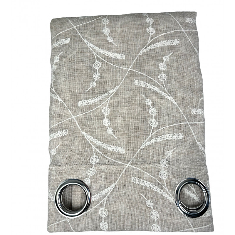 Coppia tendine e tendoni semitrasparenti con ricami stampati Mod. GINELLA B1