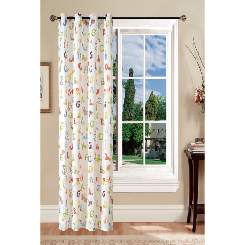 Coppia Tende Semitrasparenti con Lettere Arcobaleno Cameretta Bambini MOD. Giorgia