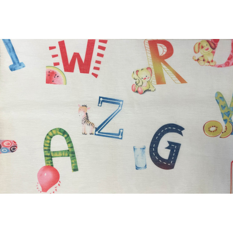 Coppia Tende Semitrasparenti con Lettere Arcobaleno Cameretta Bambini MOD. Giorgia