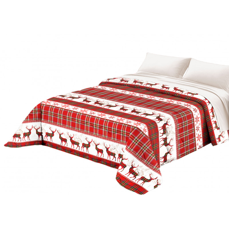 Copriletto Primaverile Estivo da 100 gr/mq Fantasia Scozzese Made in Italy MOD. CHALET LIVIGNO ROSSO