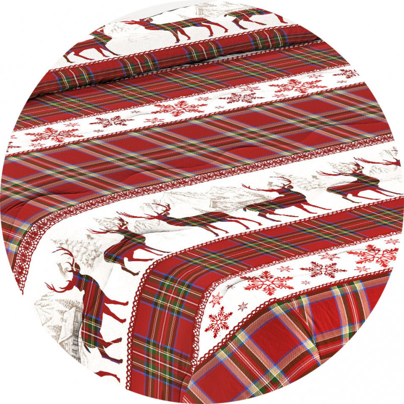 Copriletto Primaverile Estivo da 100 gr/mq Fantasia Scozzese Made in Italy MOD. CHALET LIVIGNO ROSSO