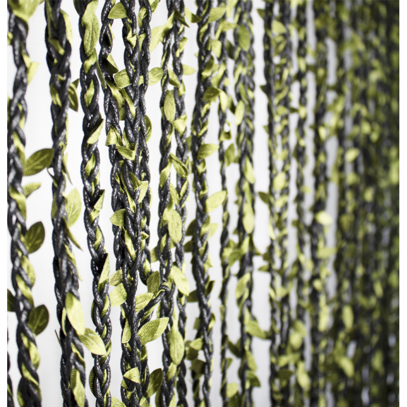 Tenda Antimosche per Porta Finestra in Corda Colorata Intrecciata a Catenella con Foglie 3 Misure 2 Colori Mod. Veronika