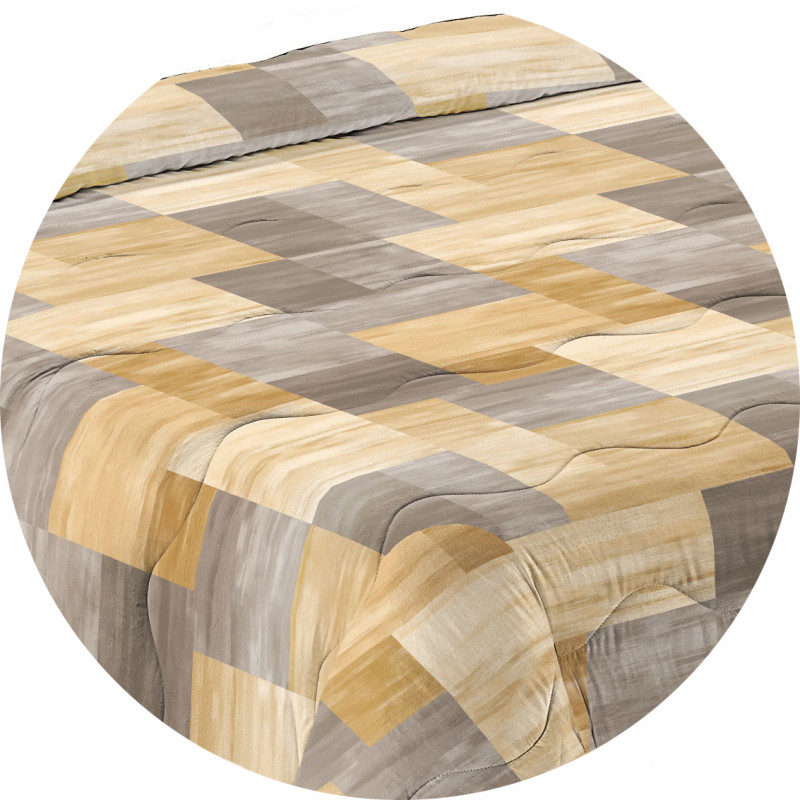 CUBIC Copriletto Primaverile Estivo da 100 gr/mq Fantasia a Quadri Made in Italy Colore Giallo Ambra