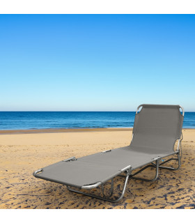 Lettino Prendisole Pieghevole Portatile Leggero Salvaspazio Misura Maxi Colore Grigio