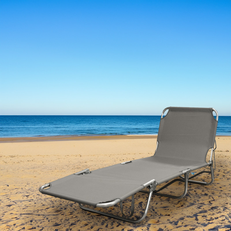 Lettino Prendisole Pieghevole Portatile Leggero Salvaspazio Misura Maxi Colore Grigio