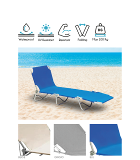 Lettino Prendisole Pieghevole Portatile Leggero Salvaspazio Misura Maxi Colore Blu