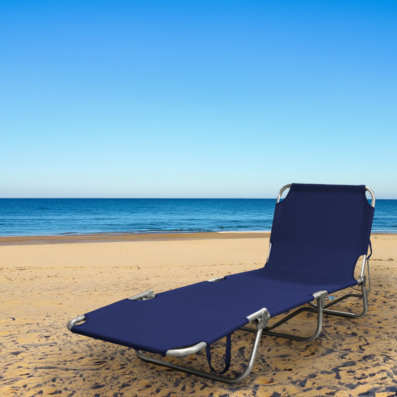 Lettino Prendisole Pieghevole Portatile Leggero Salvaspazio Misura Maxi Colore Blu