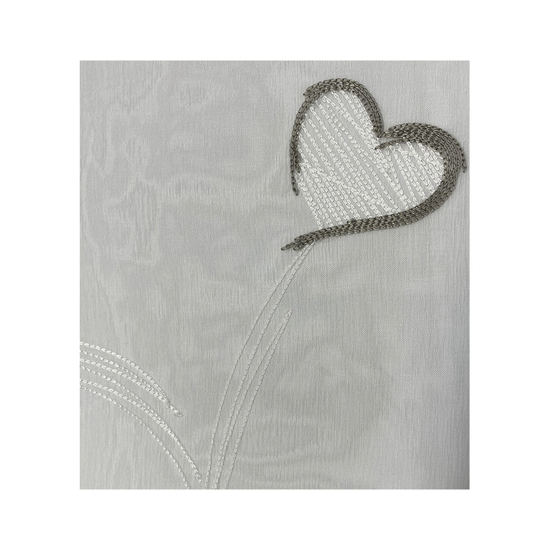 CHANTAL Coppia Tende Finestra Semitrasparenti Bianche Fantasia Shabby Chic con cuori - 4 colori