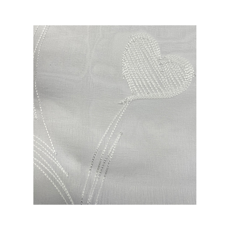 CHANTAL Coppia Tende Finestra Semitrasparenti Bianche Fantasia Shabby Chic con cuori - 4 colori